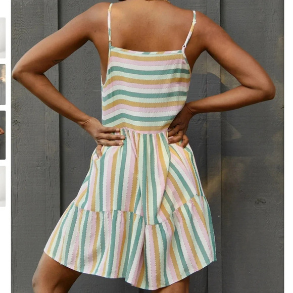 Self Contrast Athena Clover Rainbow Mini Dress Size Large - Picture 2 of 8